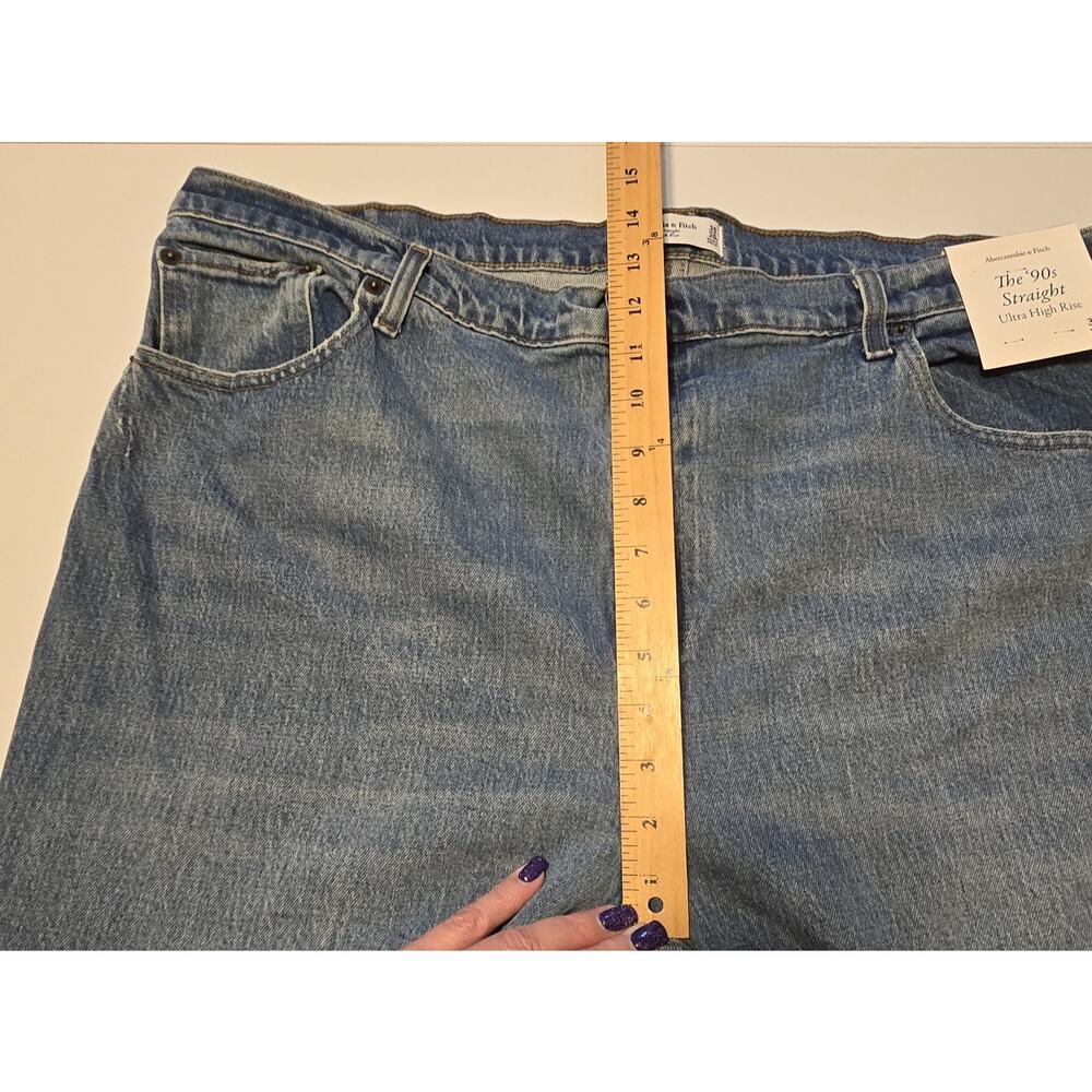 Abercrombie & Fitch 90s Straight Ultra High Rise Jeans Womens 20R Blue Denim NWT - Picture 14 of 16